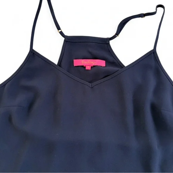 Lilly Pulitzer Navy 100% silk tank top with adjustable straps - Picture 4 of 4
